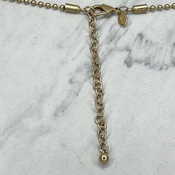 Chico's Gold Tone Ball Chain Tassel Shell Charm Necklace - Picture 4 of 10